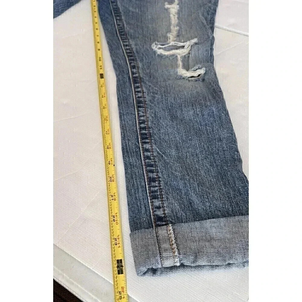 Miss Me Womens Lightwashed Distressed Boyfriend Ankle Denim Jeans Size 26 - Picture 15 of 15